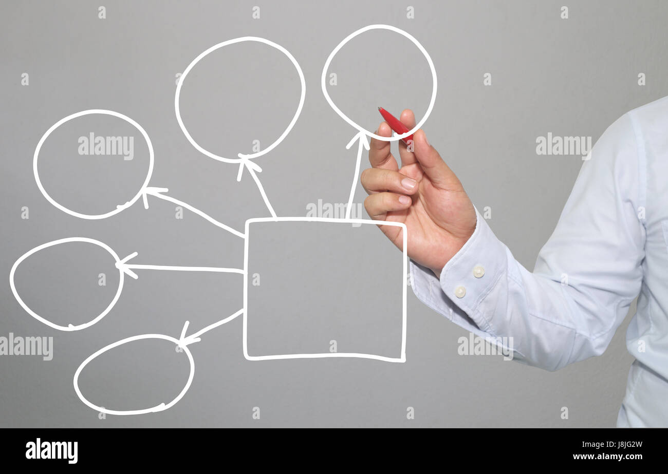 Mano di proprietari di disegnati a mano vuoto forme geometriche per idea presentazione nella vostra organizzazione e lavoro. Foto Stock