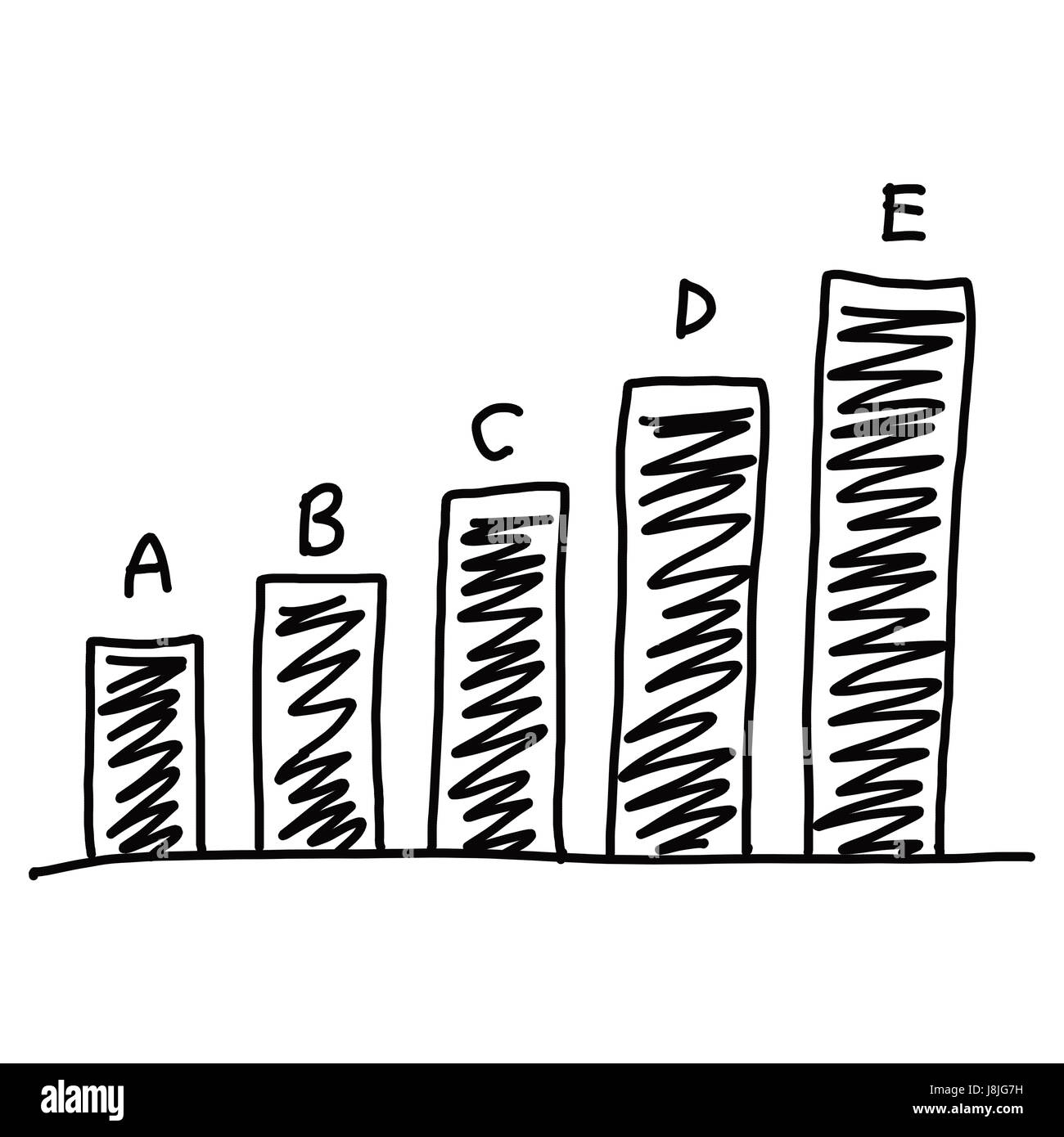Business il grafico a barra creare in mano disegnato isolati su sfondo bianco. Foto Stock