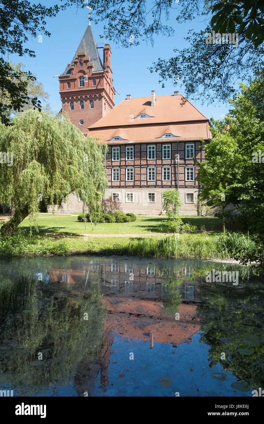 Plattenburg Castello d'acqua, Brandeburgo, Germania Foto Stock