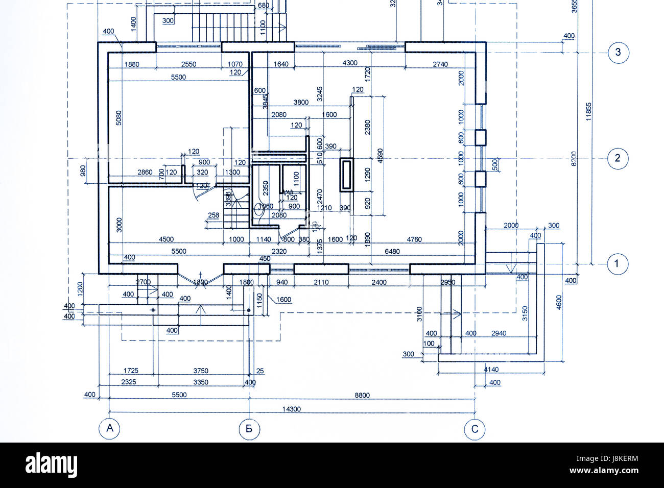 Piano casa blueprint. disegno tecnico. parte del progetto architettonico  Foto stock - Alamy