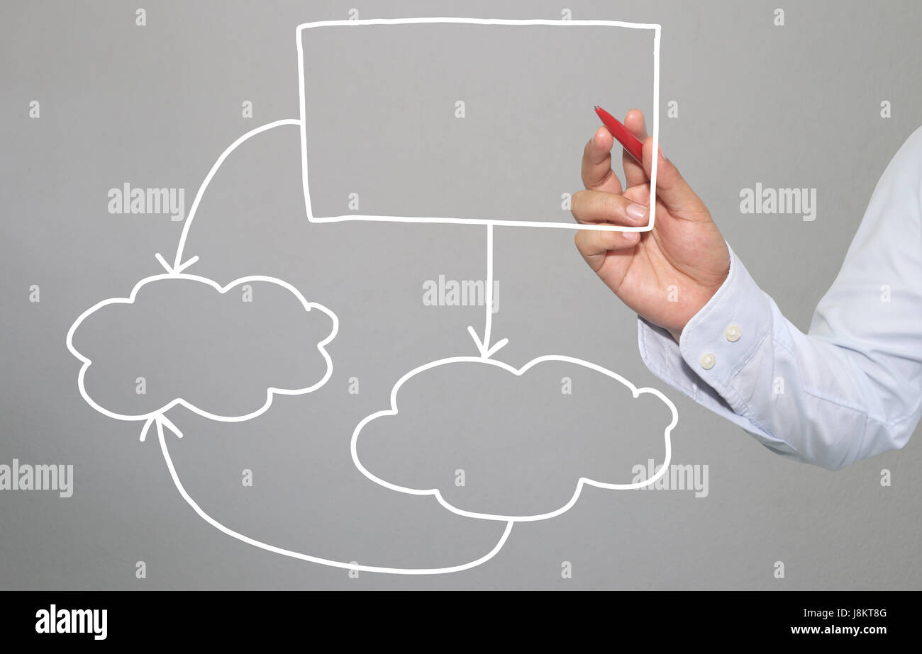 Mano di proprietari di disegnati a mano vuoto forme geometriche per idea presentazione nella vostra organizzazione e lavoro. Foto Stock