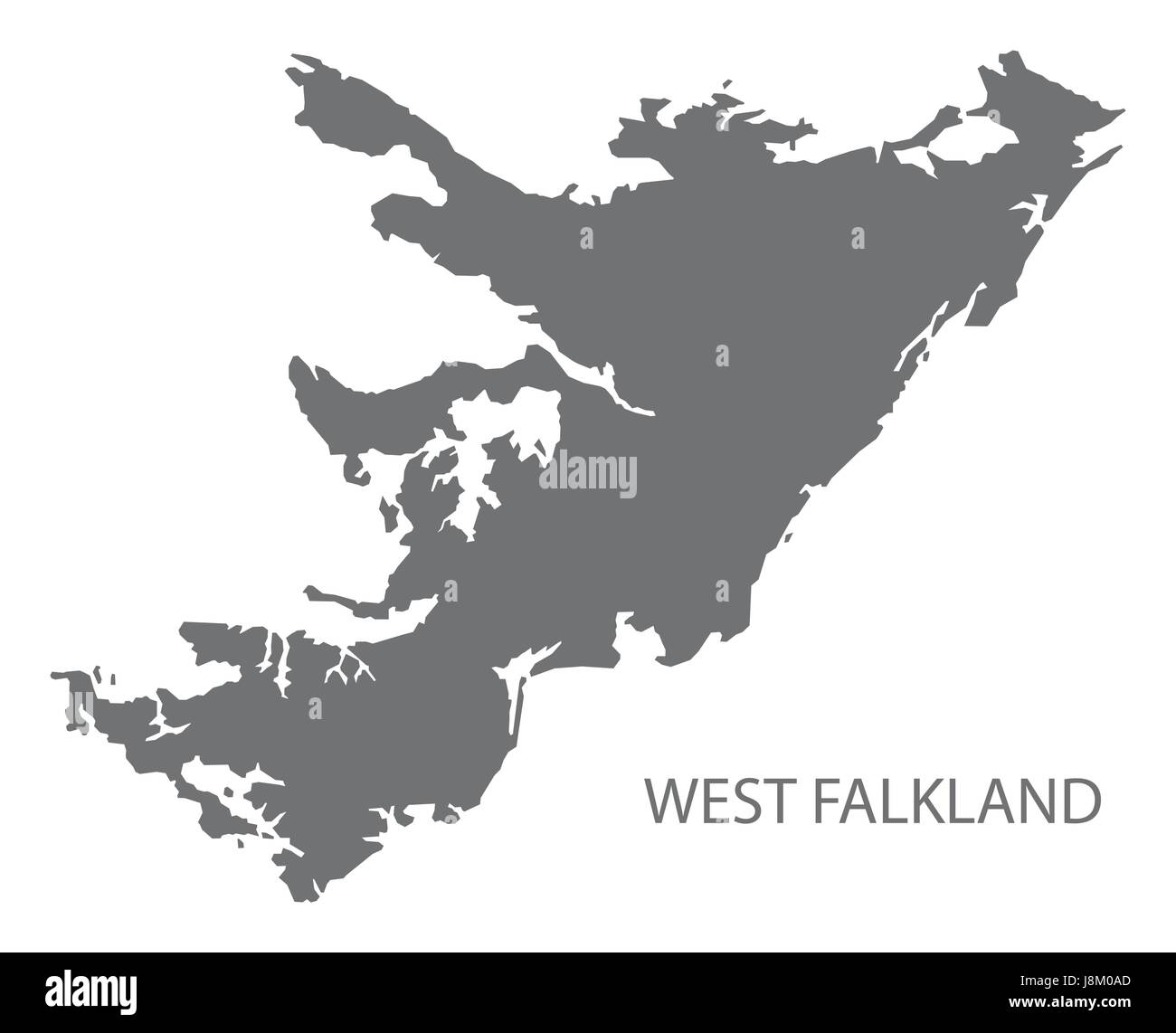 West Falkland grigio mappa illustrazione silhouette Illustrazione Vettoriale