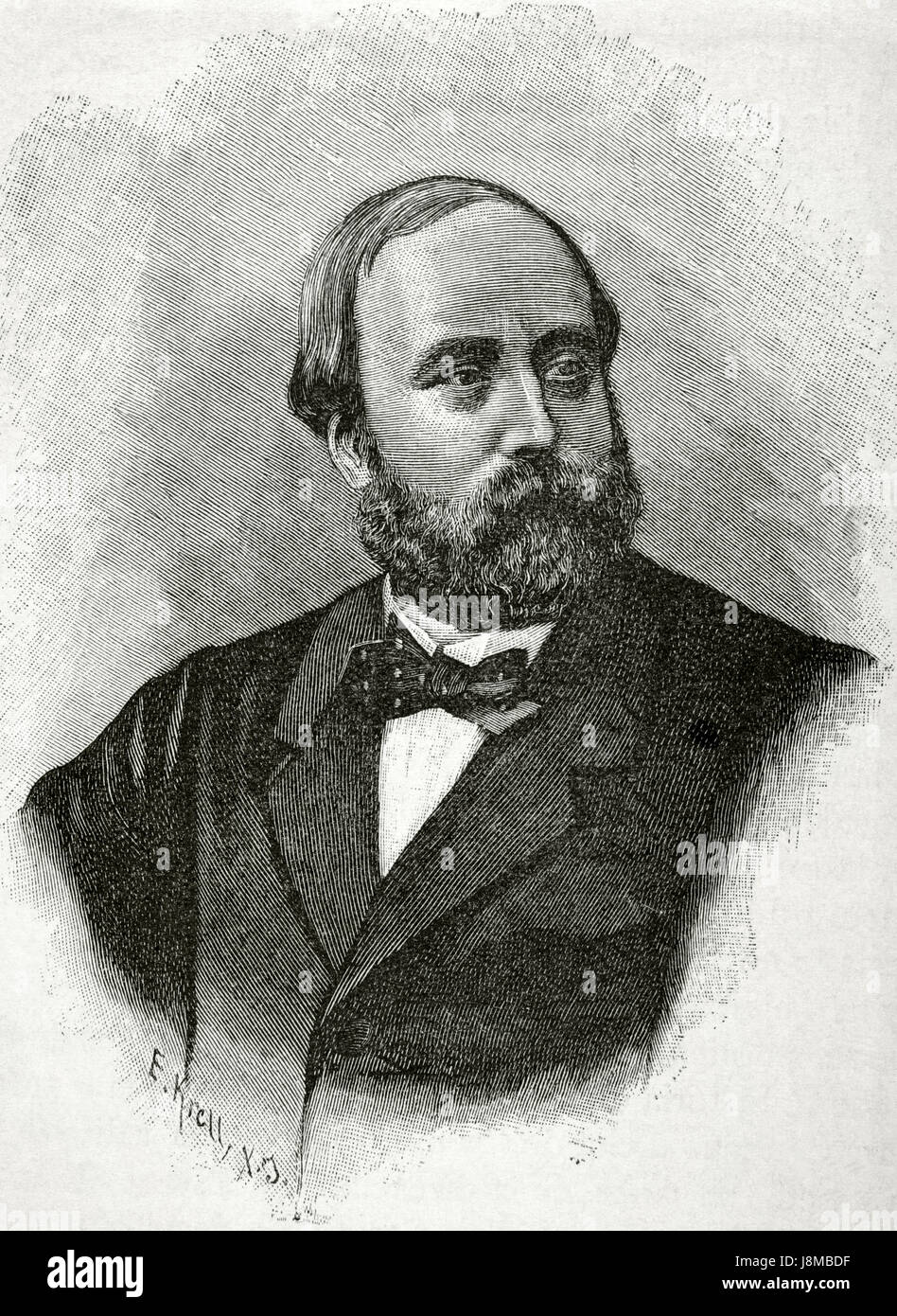 Henri di Artois, Conte di Chambord (1820-1883). Disputedly Re di Francia dal 2 al 9 agosto 1830 come Enrico V, sebbene egli non è mai stata ufficialmente proclamata. In seguito, fu la Legitimist pretendente al trono di Francia dal 1844 al 1883. Ritratto. Incisione di E. Krell. "Historia universale", 1885. Foto Stock