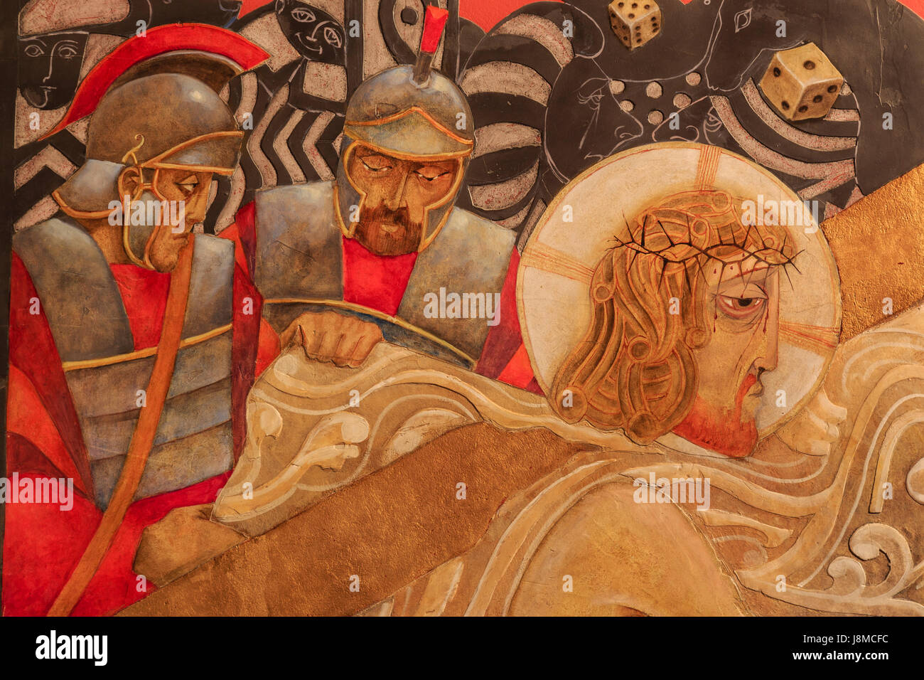 Francia, Lot et Garonne, Bias, Notre Dame de Bias Chiesa, all'interno della Via Crucis di François Peltier Foto Stock