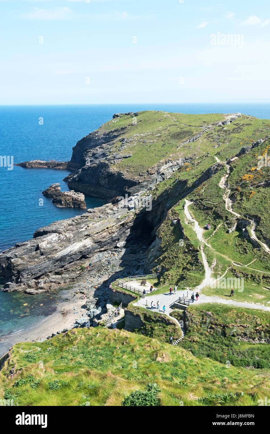 La linea di costa a tintagel in north cornwall, Inghilterra, Regno Unito Foto Stock