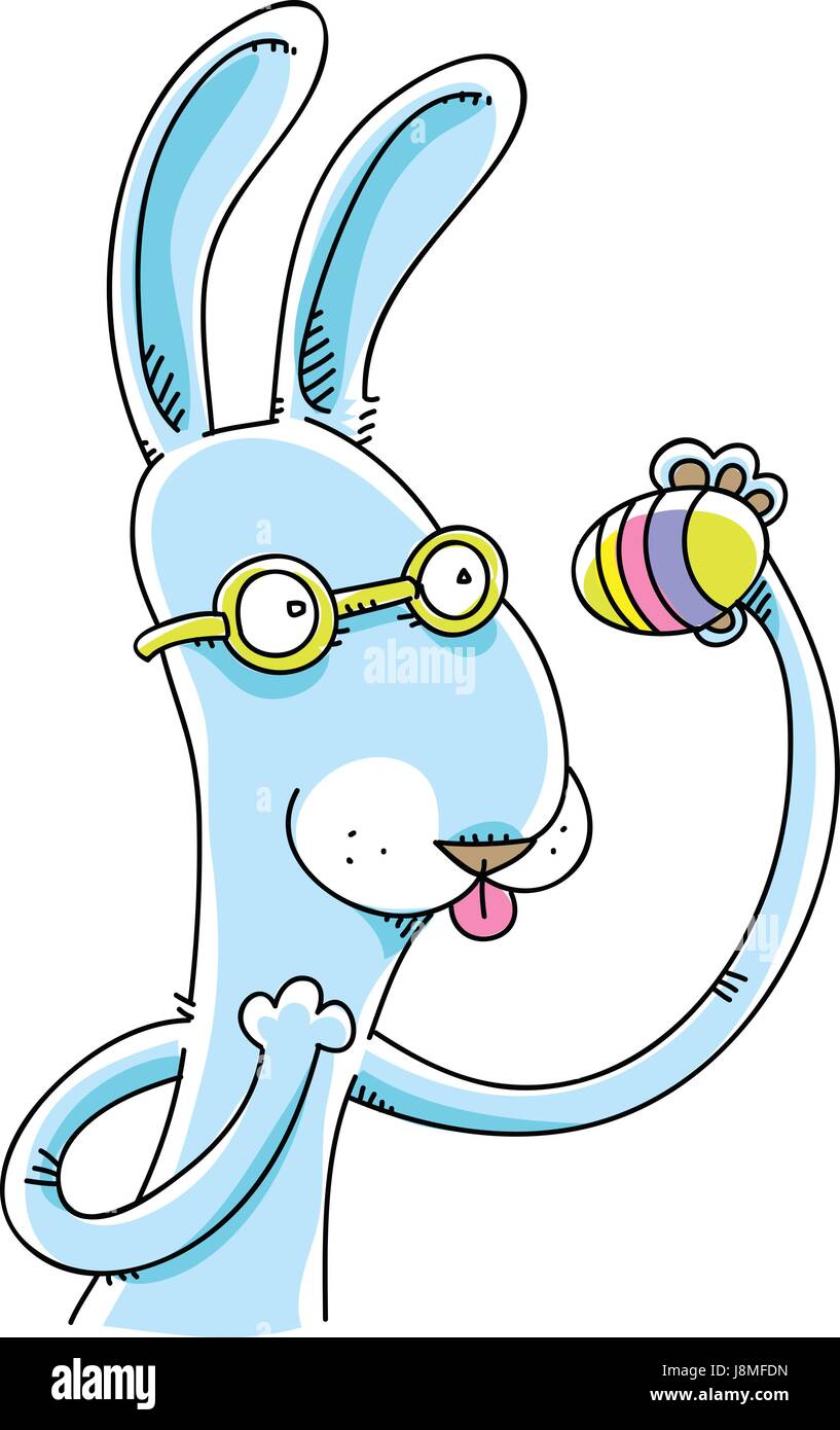 Cartoon coniglietto di pasqua recensioni e uova. Illustrazione Vettoriale