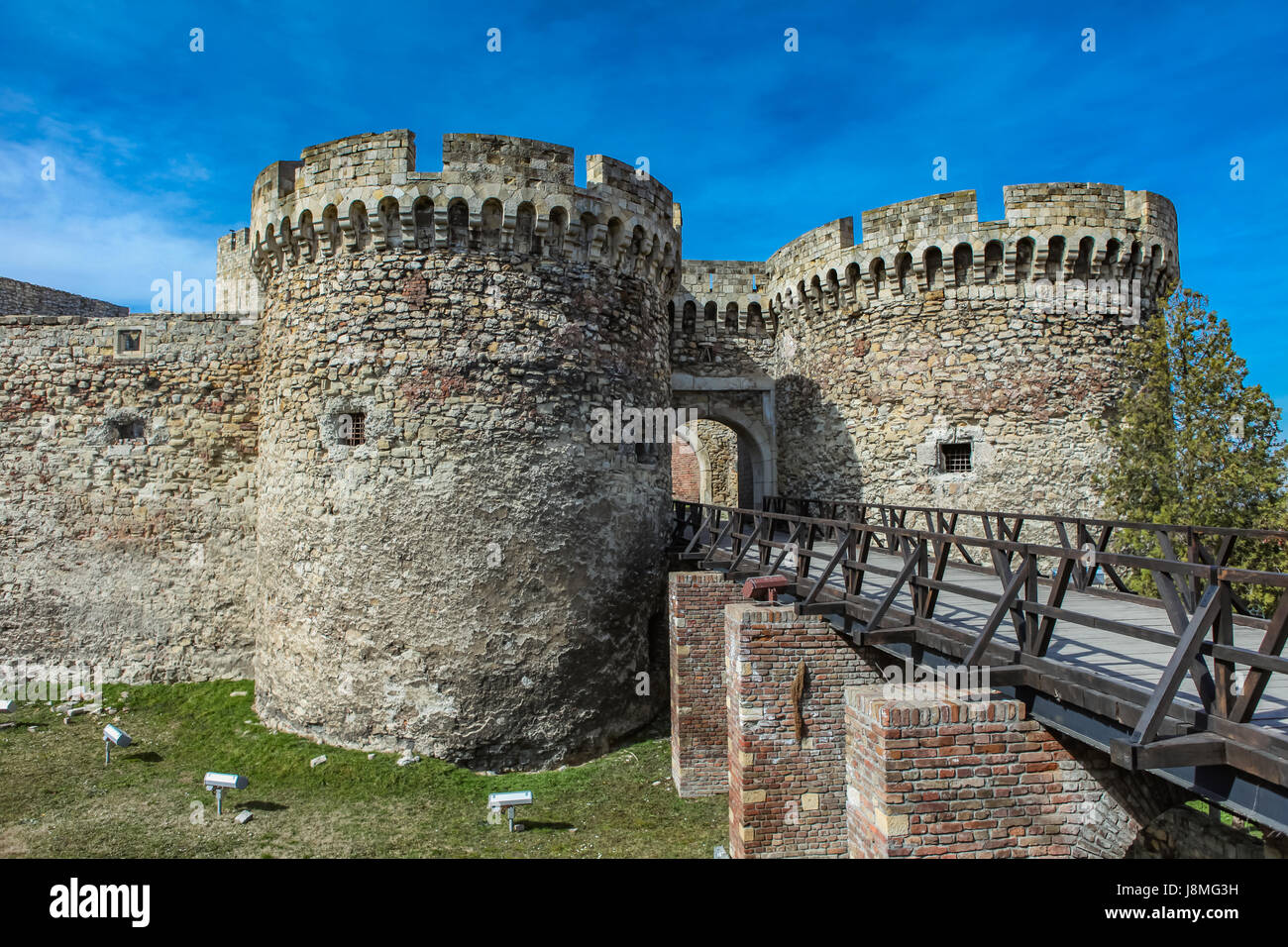 Dettaglio della fortezza di Kalemegdan a Belgrado in Serbia Foto Stock