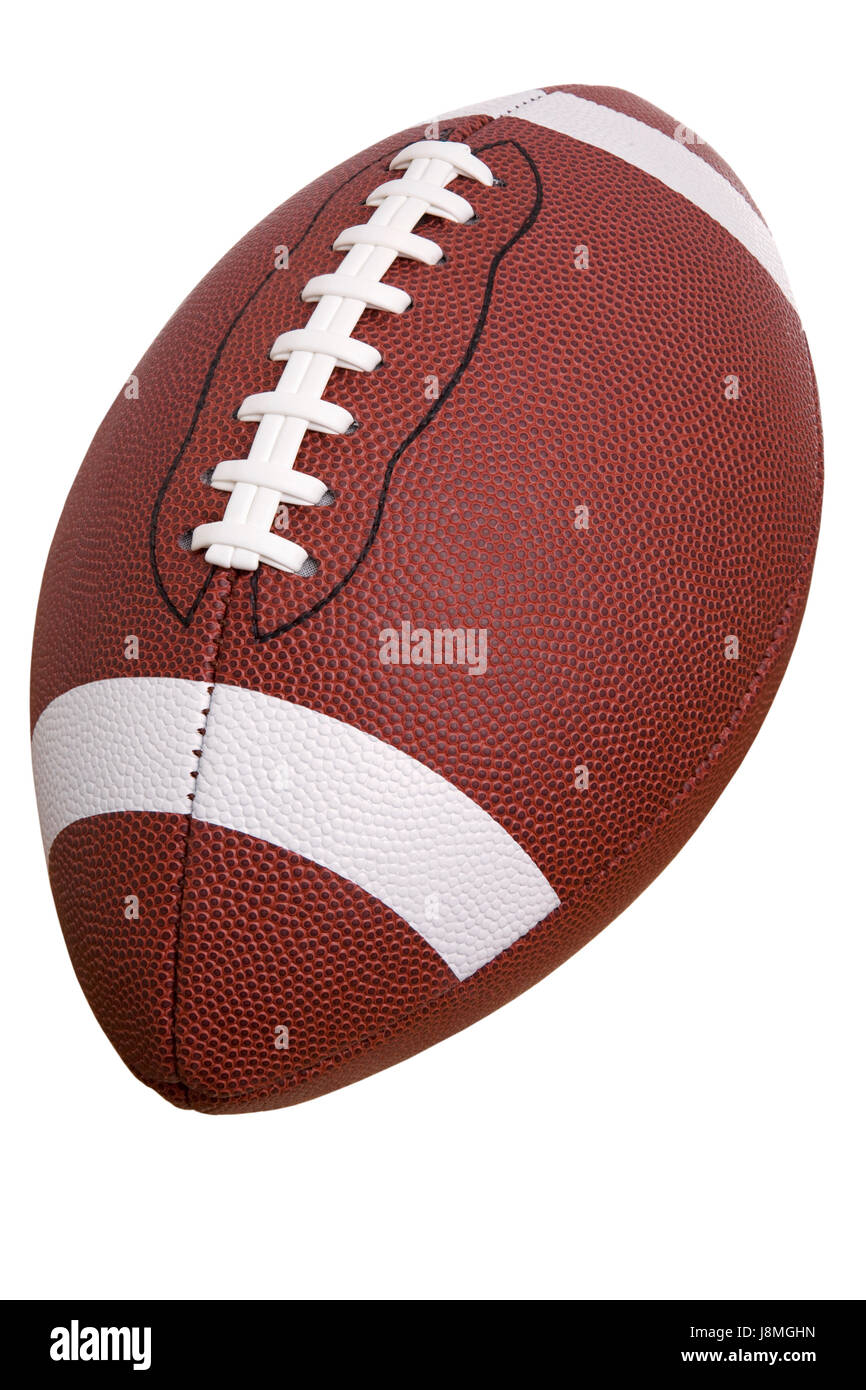 Un college football in vista di 3/4 isolato su uno sfondo bianco Foto Stock