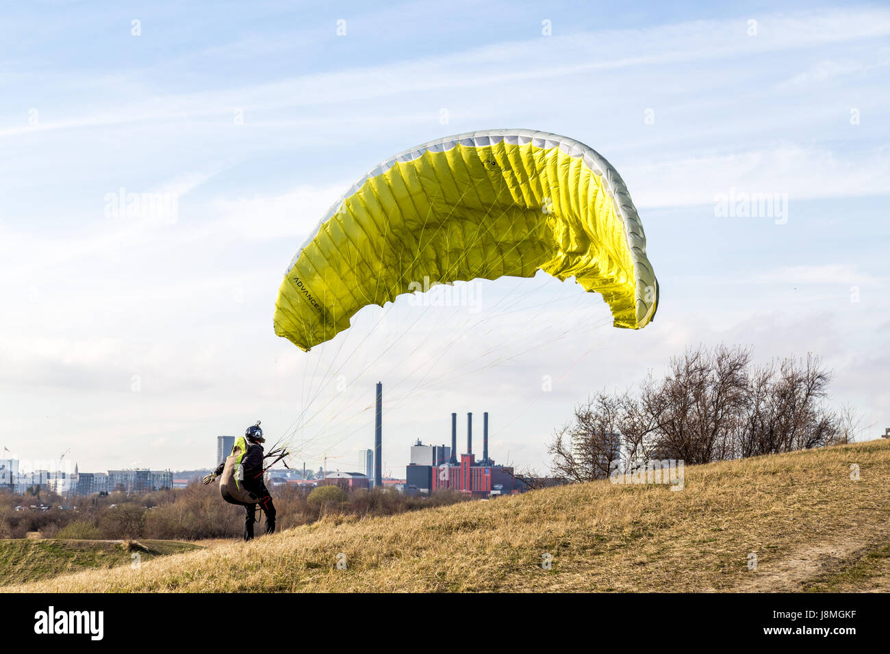 Parapendio in Copenhagen Foto Stock