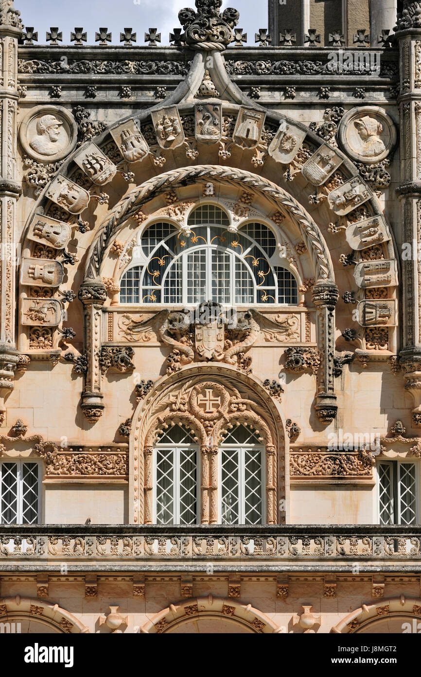 Bussaco Palace Hotel, un royal fiaba hotel, costruito nel 1885. Situato nel mezzo del Bussaco National Forest. Portogallo Foto Stock