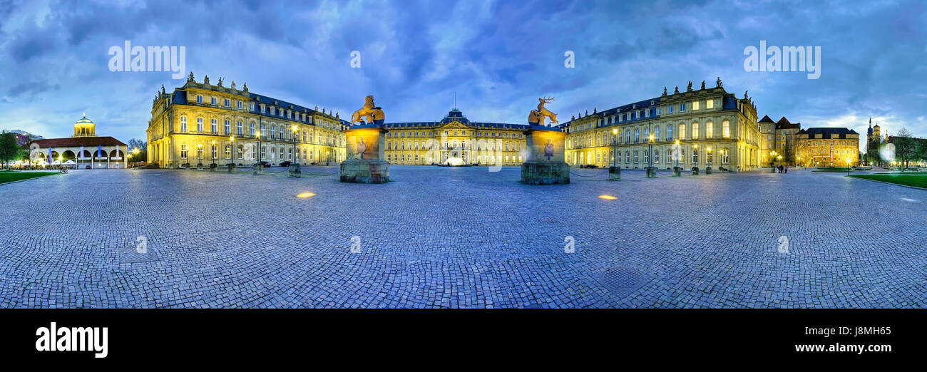 Neues Schloss, New Castle, Stoccarda, Panorama foto. Foto Stock