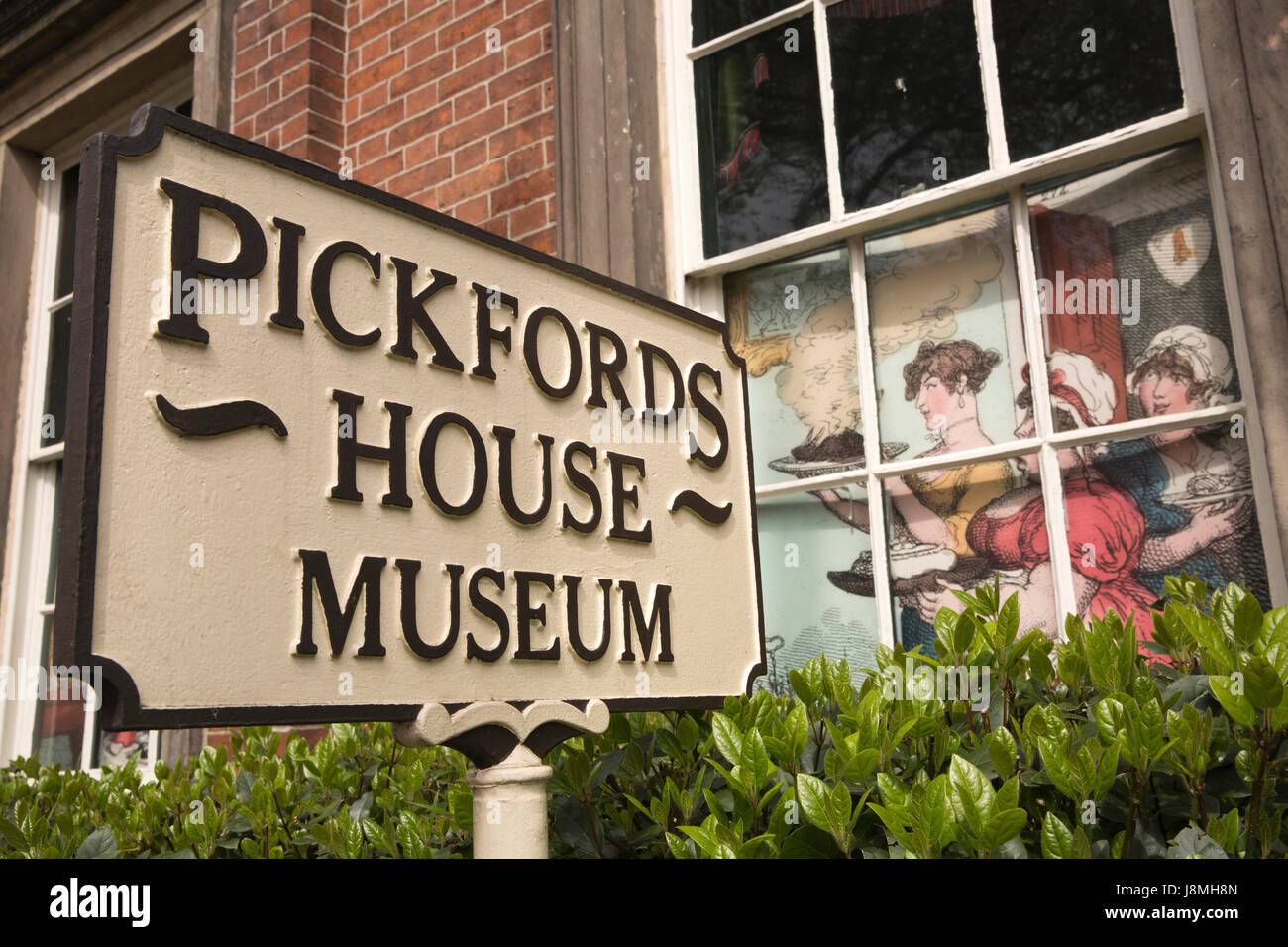 Regno Unito, Inghilterra, Derbyshire, Derby, Friar Gate, Pickford's House Museum, segno Foto Stock