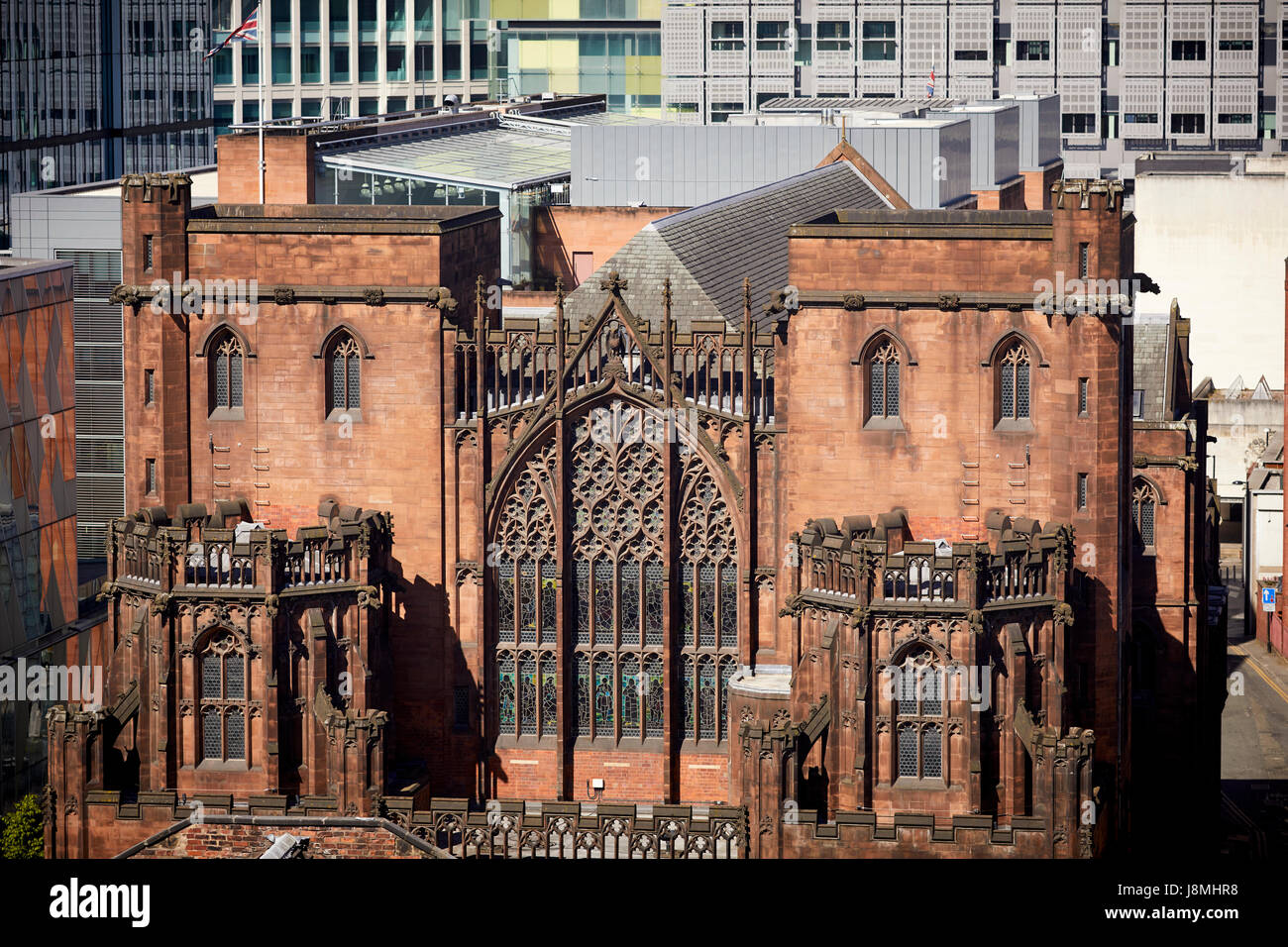 John Rylans Library landmark deansgate edificio gotico , Gtr Manchester, UK. Foto Stock