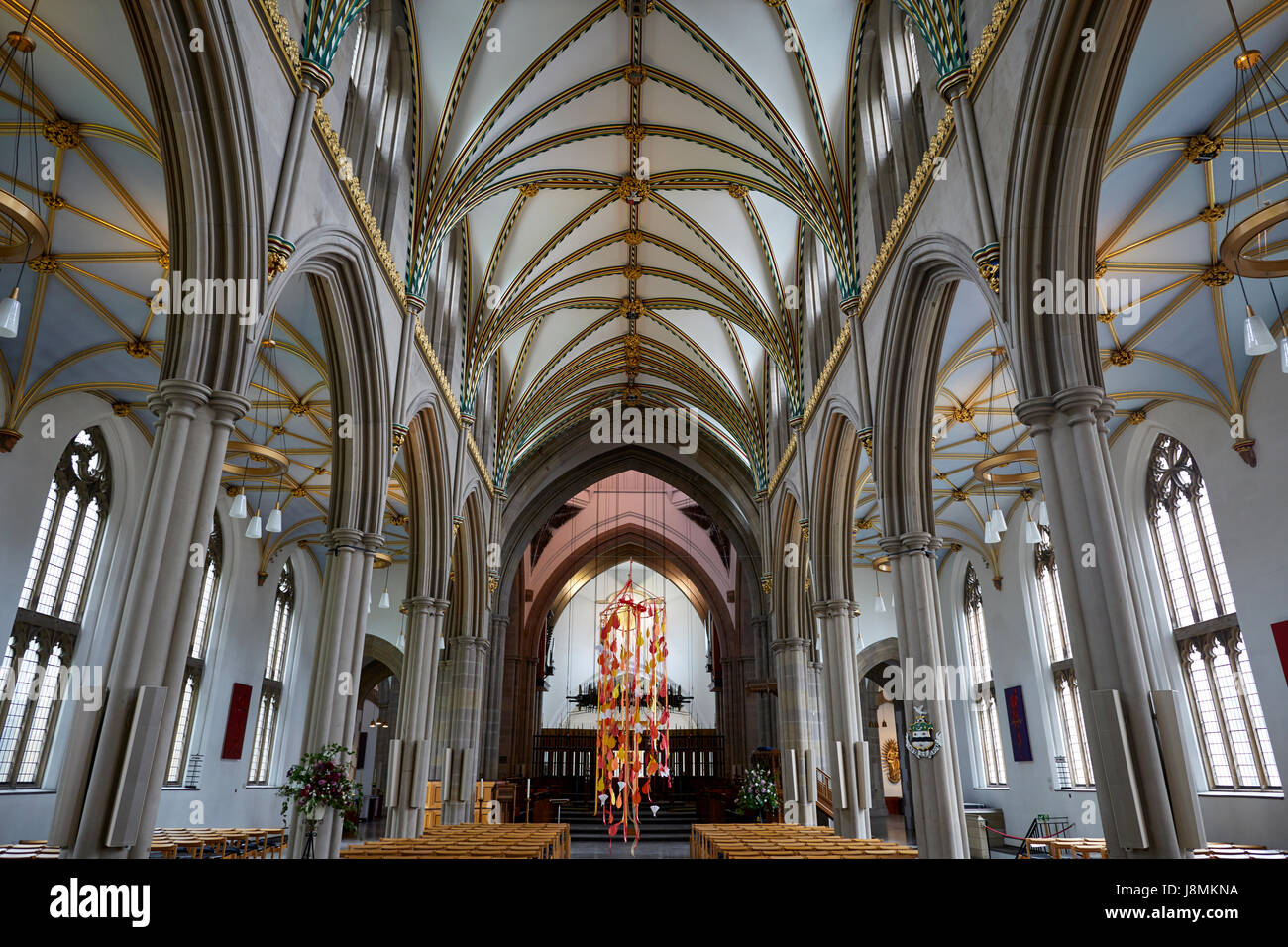 Cattedrale di Blackburn, ufficialmente Chiesa Cattedrale di Blackburn Santa Maria la Vergine con san Paolo, Anglicana nel cuore di Blackburn Town Center, in Lan Foto Stock