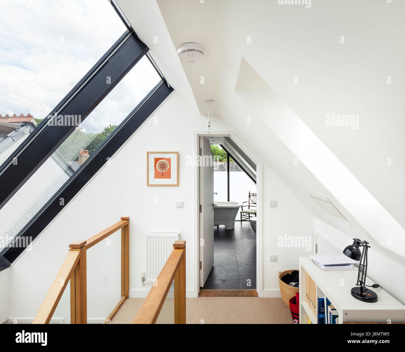 Atterraggio. Elmthorpe Road, Oxford, Regno Unito. Architetto: Waind Gohil + Potter architetti, 2014. Foto Stock