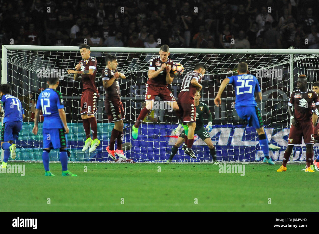 Torino, Italia. 28 Maggio, 2017. Andrea Belotti durante il match di Serie A TIM tra Torino FC e Sassuolo presso lo Stadio Olimpico Grande Torino. Il risultato finale della partita è 5-3 . Credito: Fabio Petrosino/Alamy Live News Foto Stock