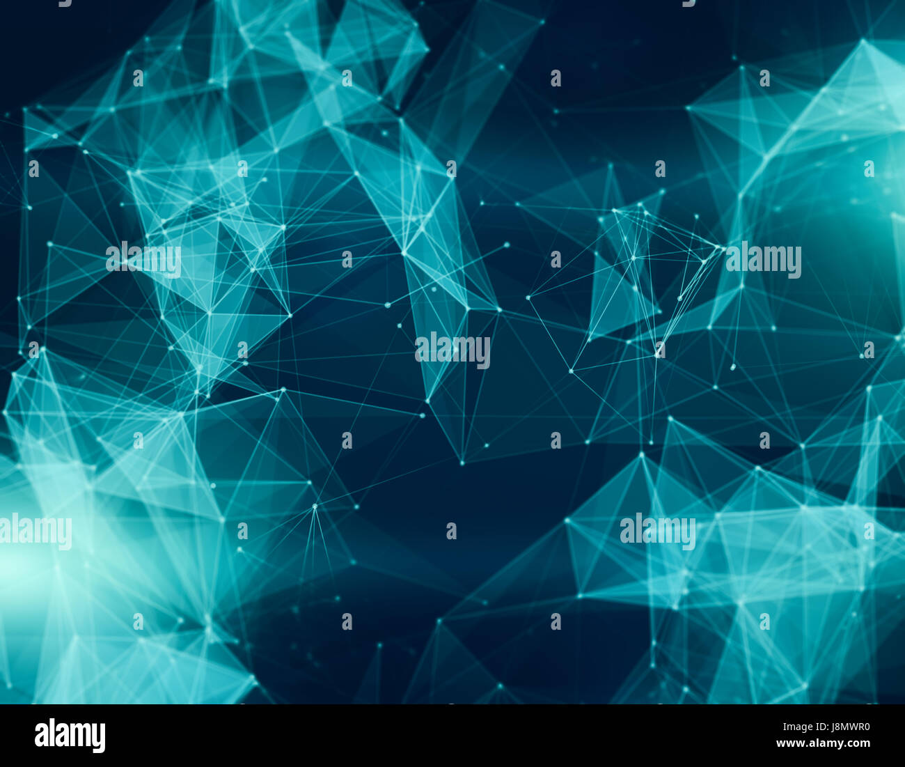 Abstract poligonale spazio turquose bassa poli sullo sfondo di rete. Punti di collegamento e le linee in triangoli struttura. Cella di cristallo illustrazione Foto Stock