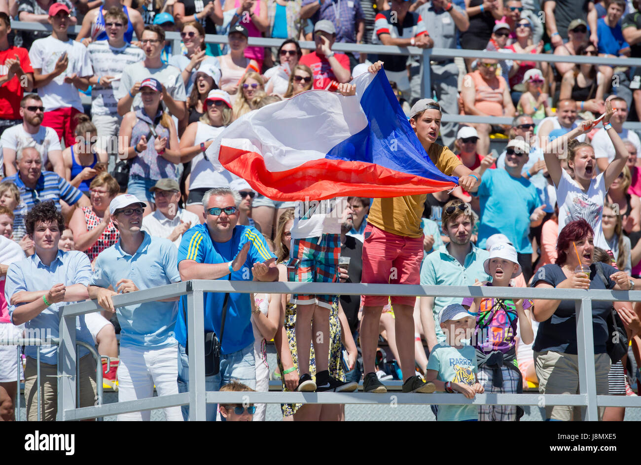 Racice, Repubblica Ceca. 28 Maggio, 2017. Ventole ceca in azione durante l'Unione dei campionati di canottaggio in Racice, Repubblica ceca, 28 maggio 2017. Credito: Vit Simanek/CTK foto/Alamy Live News Foto Stock
