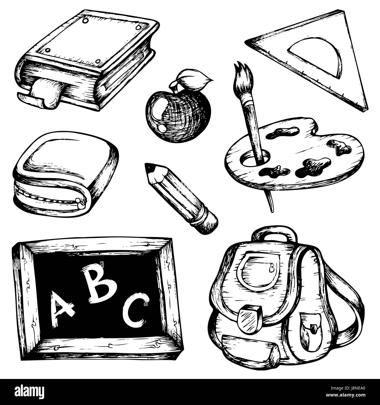 Istruzione, educare, imparare, alimentazione, forniture, Scuola, istituto di istruzione, Foto Stock