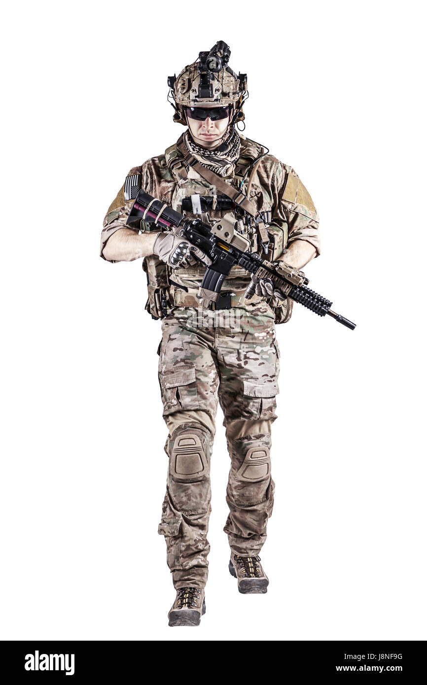US Army Ranger con arma Foto Stock