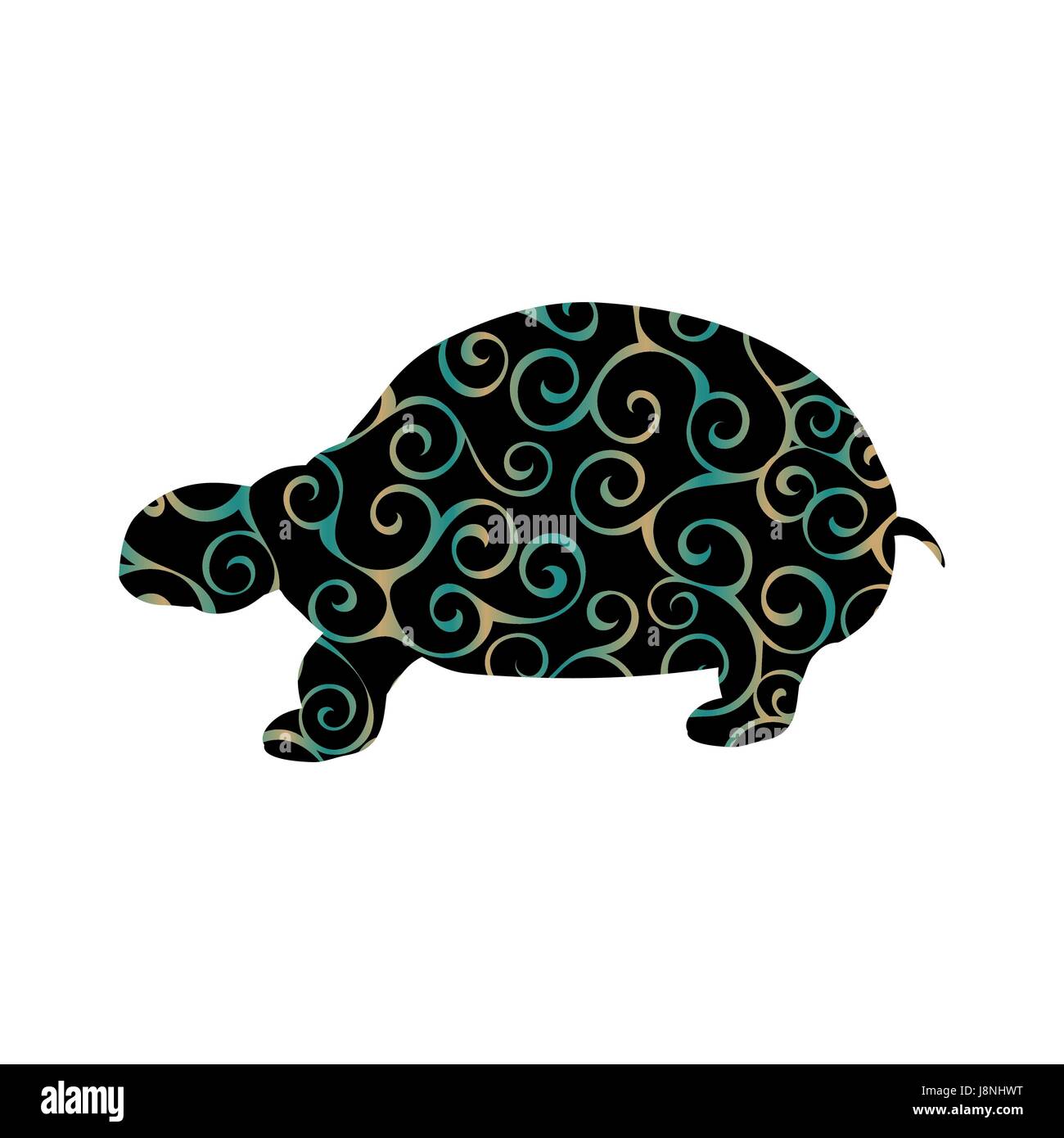 Terra turtle rettile colore animale silhouette Illustrazione Vettoriale