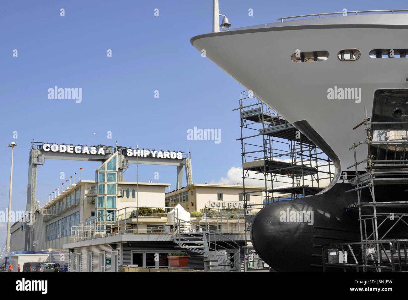 Viareggio (Toscana, Italia), cantieri navali e costruzione di grandi yacht di lusso Foto Stock