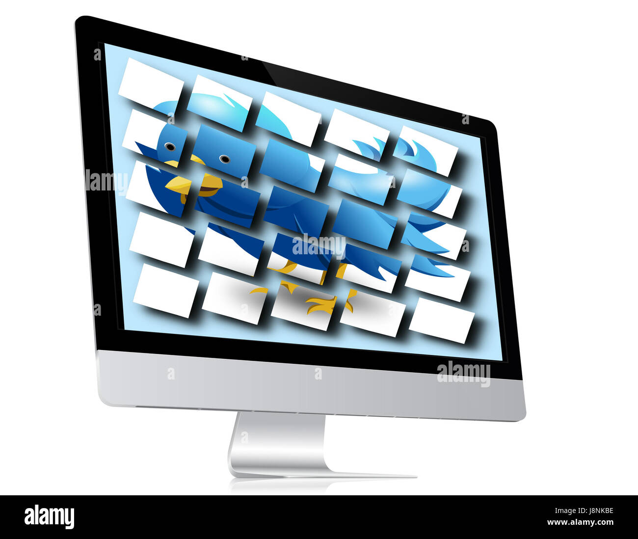 Twitter Uccello blu su un monitor di iMac Foto Stock