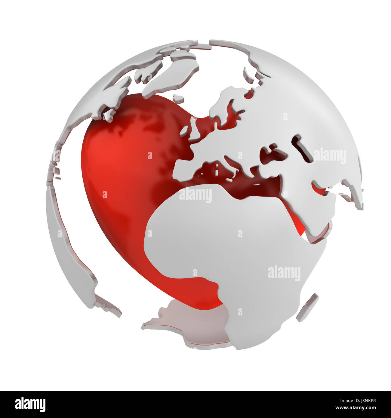 Medicalmente, medico, ecologia, Globe, il pianeta terra, mondo, cuore rosso, cura, Foto Stock