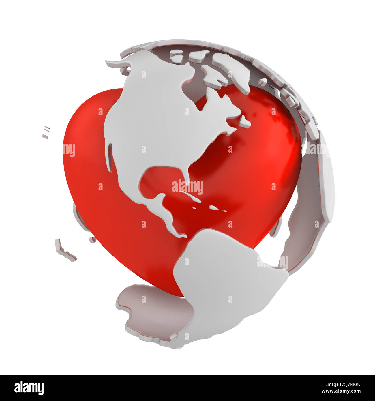 Medicalmente, medico, ecologia, Globe, il pianeta terra, mondo, cuore rosso, cura, Foto Stock