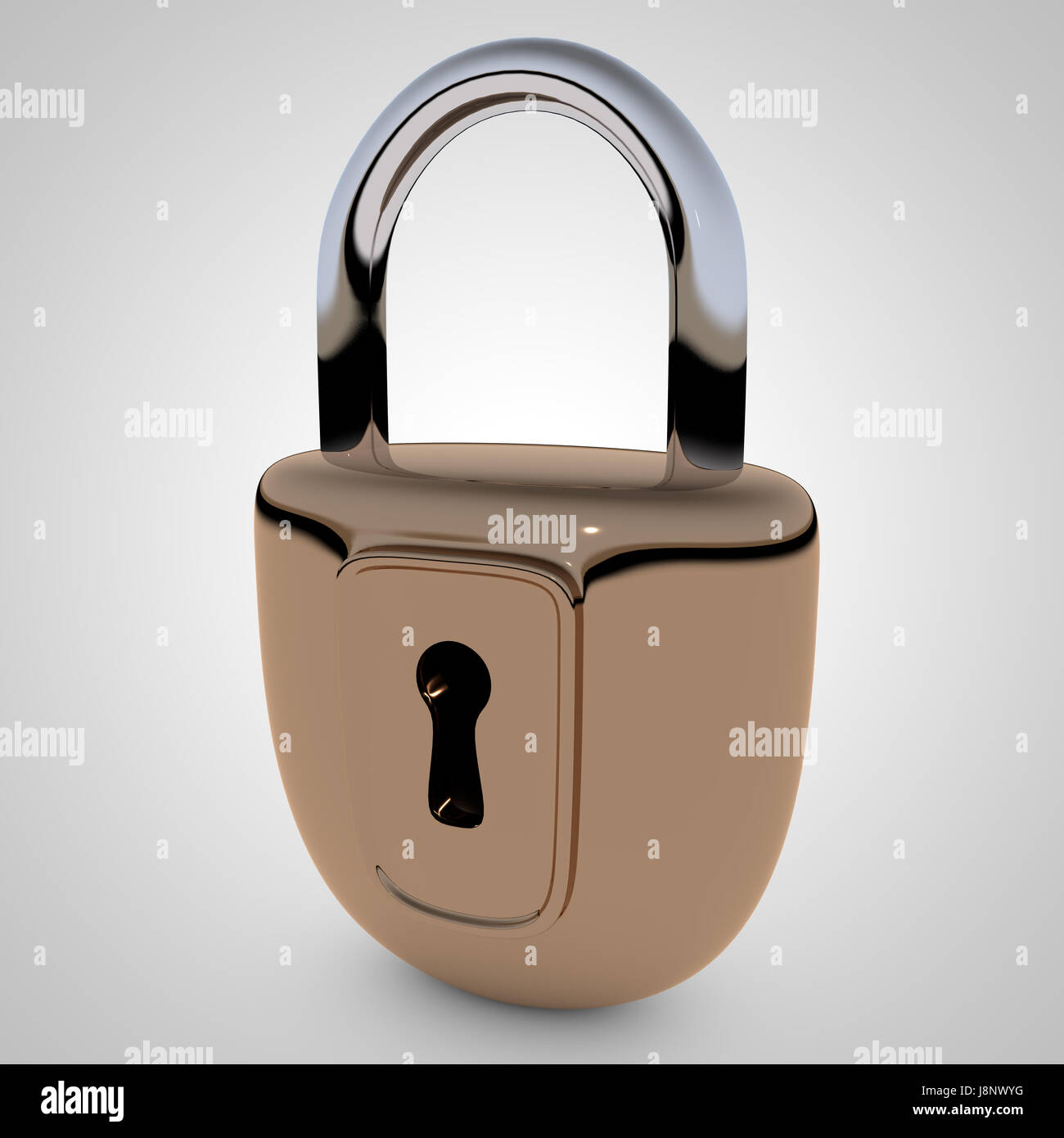 Bloccato il lucchetto in metallo. Il rendering 3D. Digital immagine generata Foto Stock