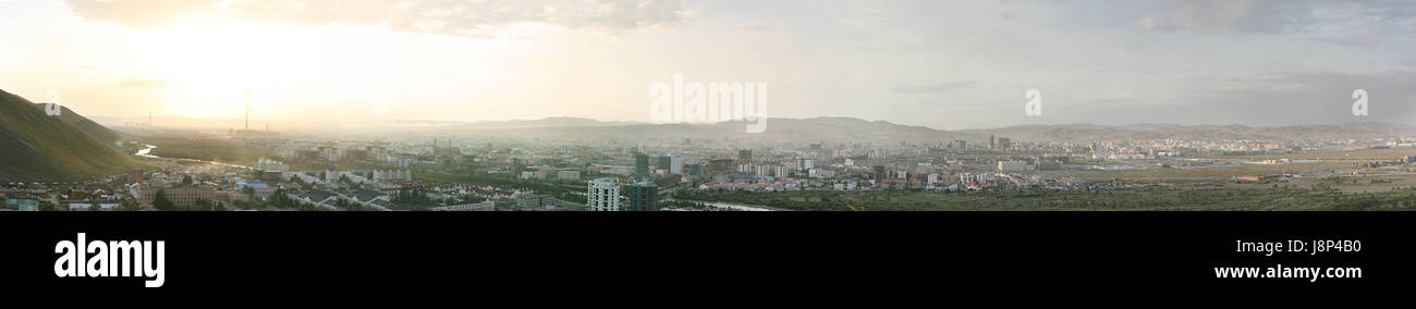 Città, sunrise, mongolia, orizzontale, capitale, Vista, Vista, Outlook, Foto Stock