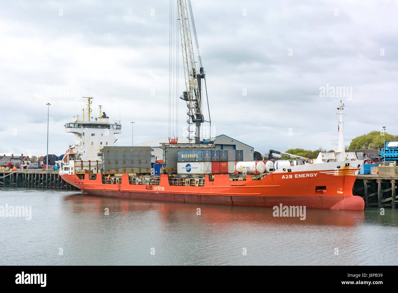 Nave A2B energia ormeggiata in Blyth Foto Stock