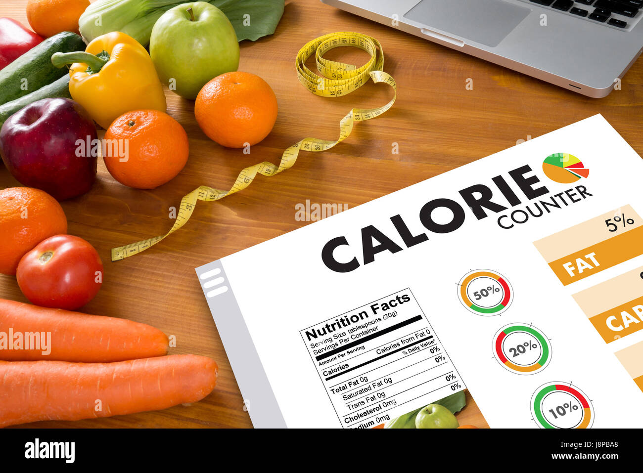 Il conteggio delle calorie counter applicazione Medical mangiar sano concetto di Dieta Foto Stock