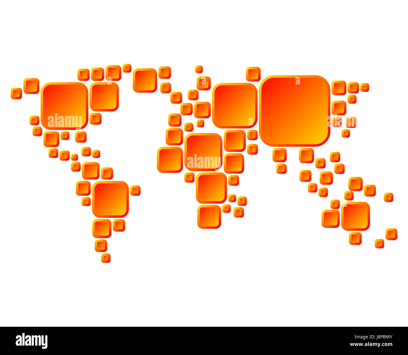 In Asia e in Africa, Europa, Australia, America, illustrazione, quadrato, card, macchiato, Foto Stock