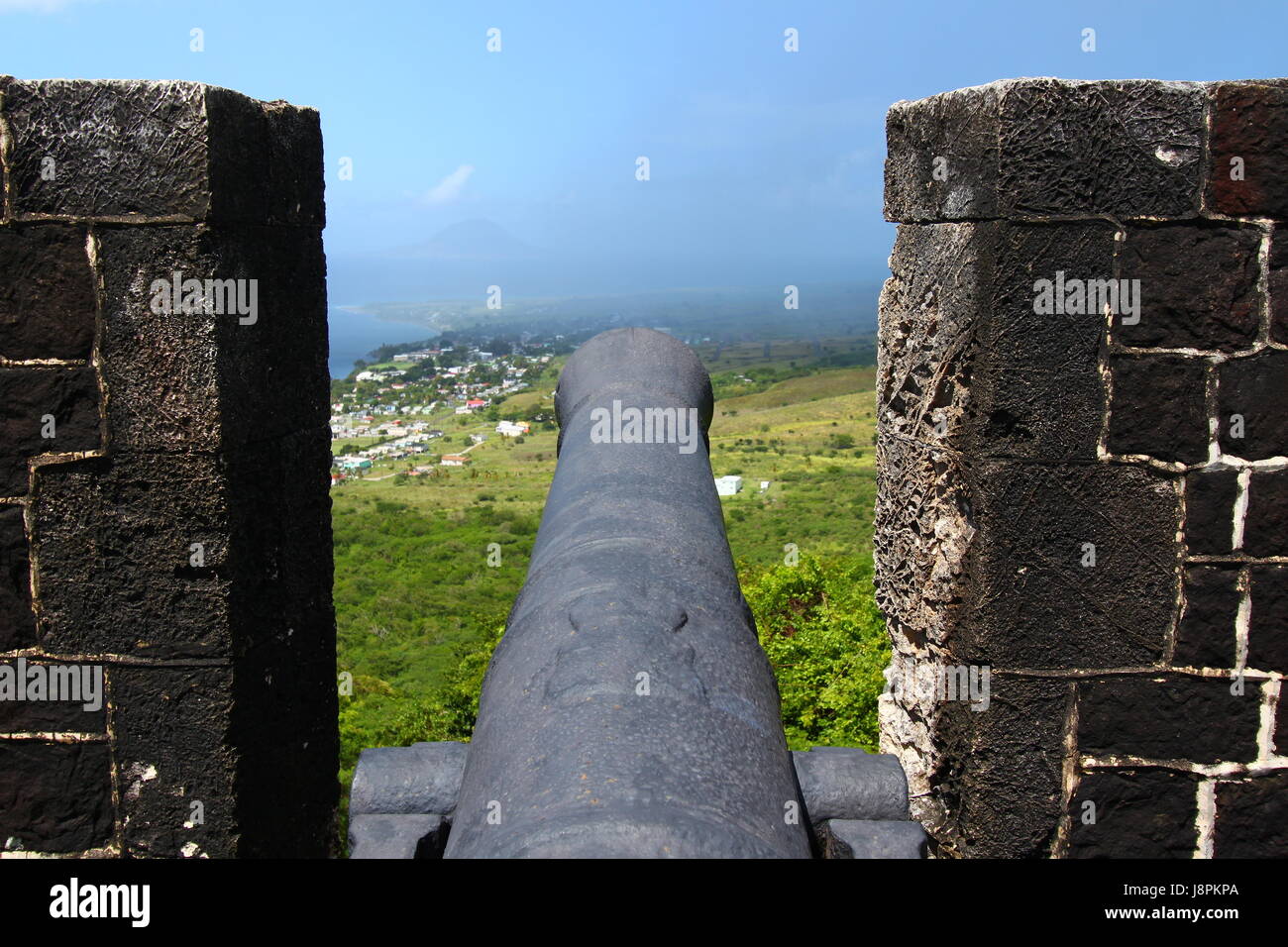 Hill, fortezza, difesa, pistola, fucile, caraibi, storico, parco nazionale, Foto Stock