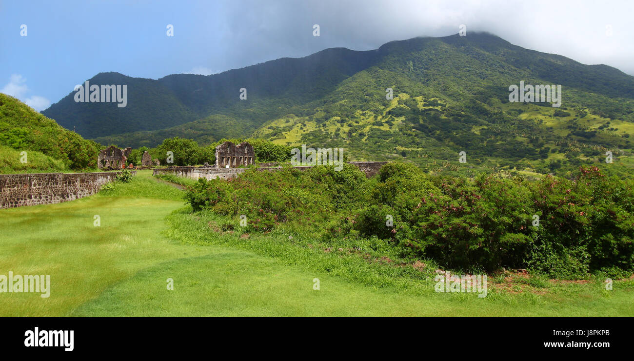 Zolfo, brimstone, base, storico hill, parco nazionale, cloud, campo, nebbia, Foto Stock