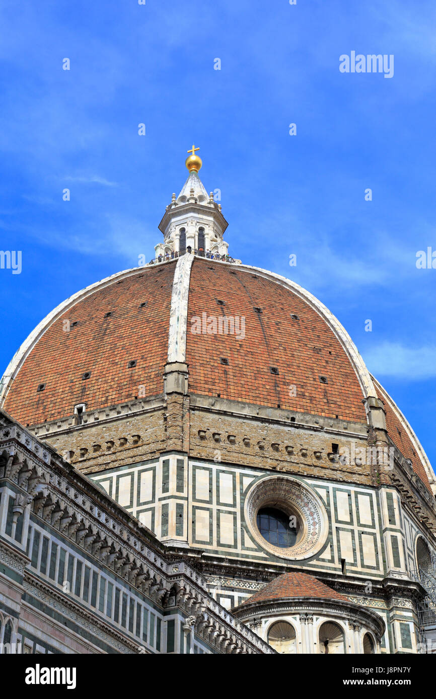 Brunelleschi tegole rosse cupola del Duomo di Santa Maria del Fiore, Firenze, Toscana, Italia, Europa. Foto Stock