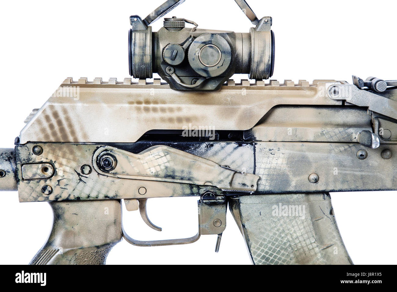 Kalashnikov fucile da assalto su sfondo bianco Foto Stock