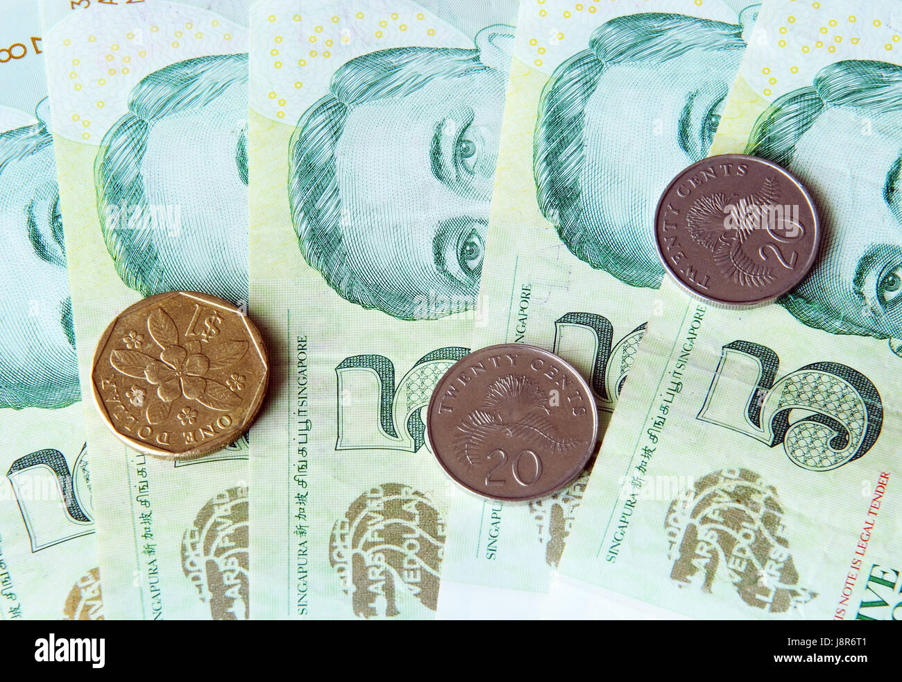 Dollaro, dollari, monete, Singapore, banconote, denaro dollaro, dollari, dettaglio Foto Stock