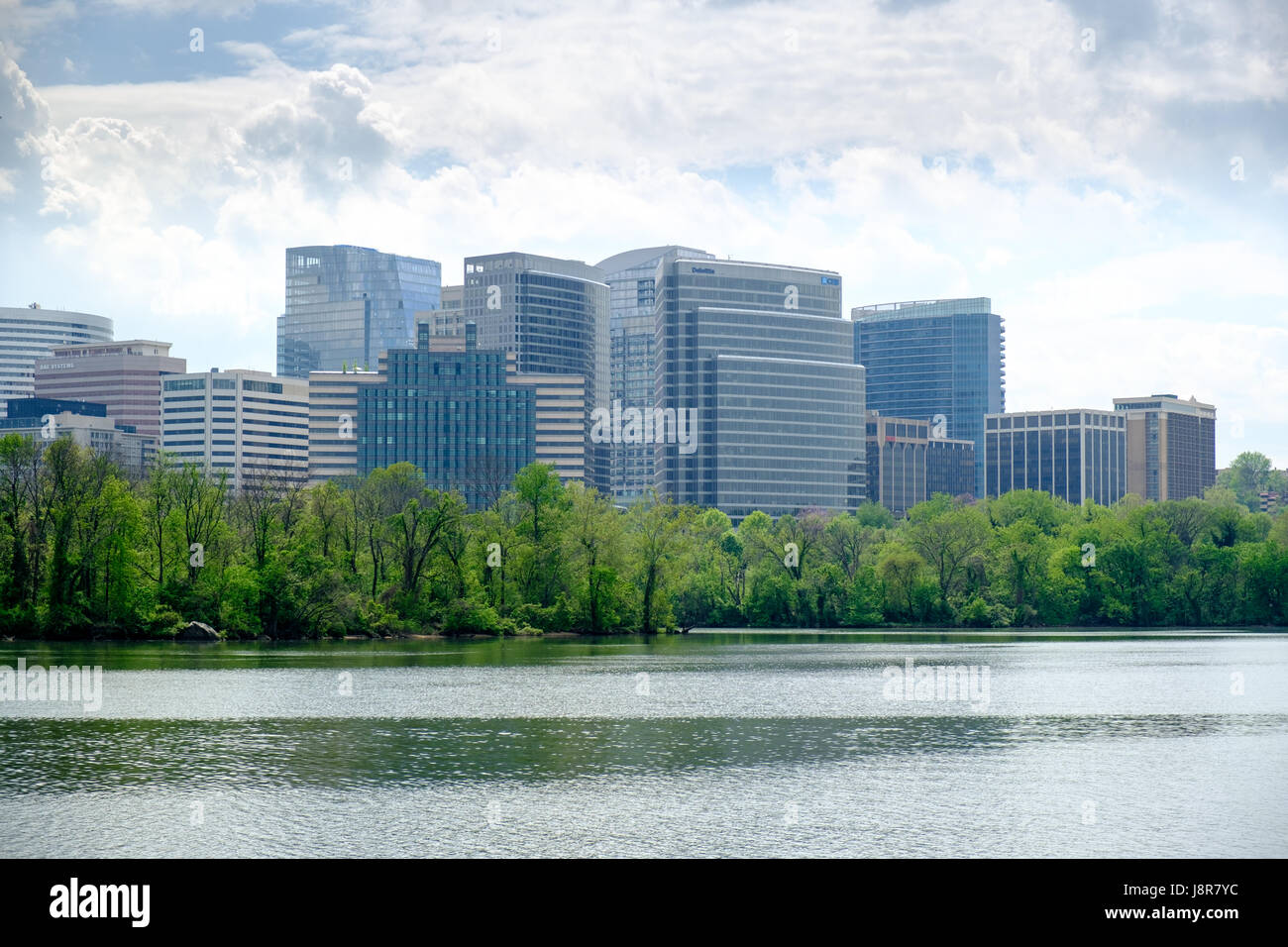 Vista da Georgetown oltre il fiume Potomac da Rosslyn, Arlington, Virginia, Stati Uniti d'America Foto Stock