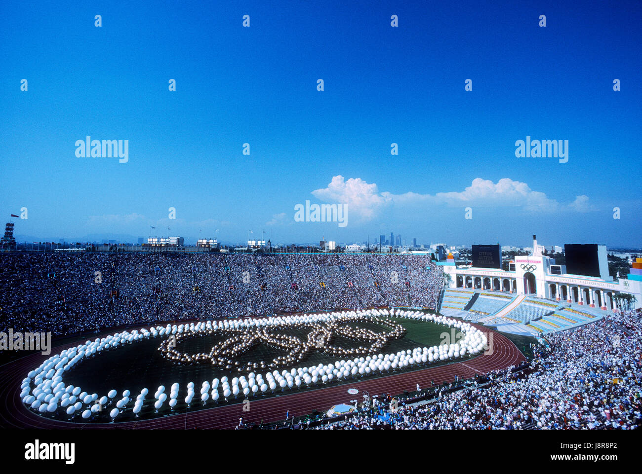 Cerimonie di apertura al 1984 Olimpiadi estive, Los Angeles, CA Foto Stock