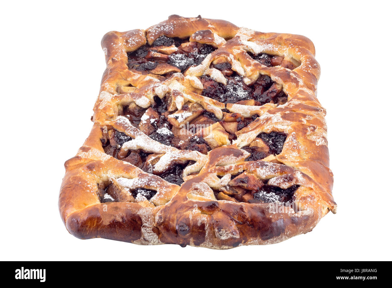 In casa la torta di mele. Crosta doppia fetta di torta di mele con cannella fatta con pasta frolla. Foto Stock