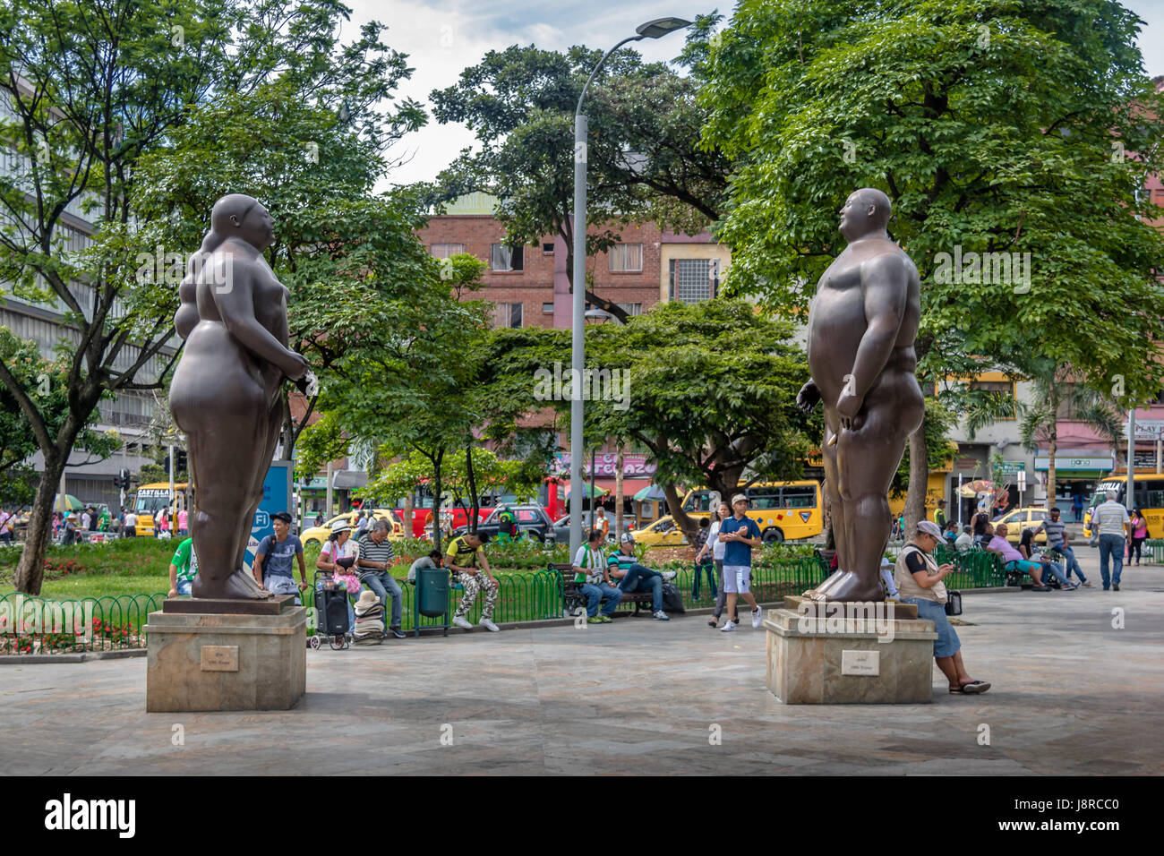 Adamo ed Eva a Botero Square - Medellin, Antioquia, Colombia Foto Stock