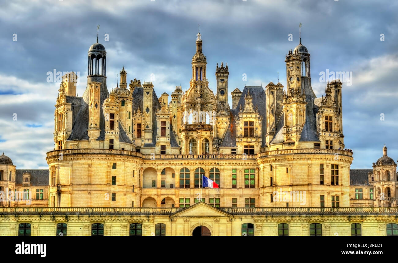 Chateau de Chambord, il più grande castello nella Valle della Loira - Francia Foto Stock