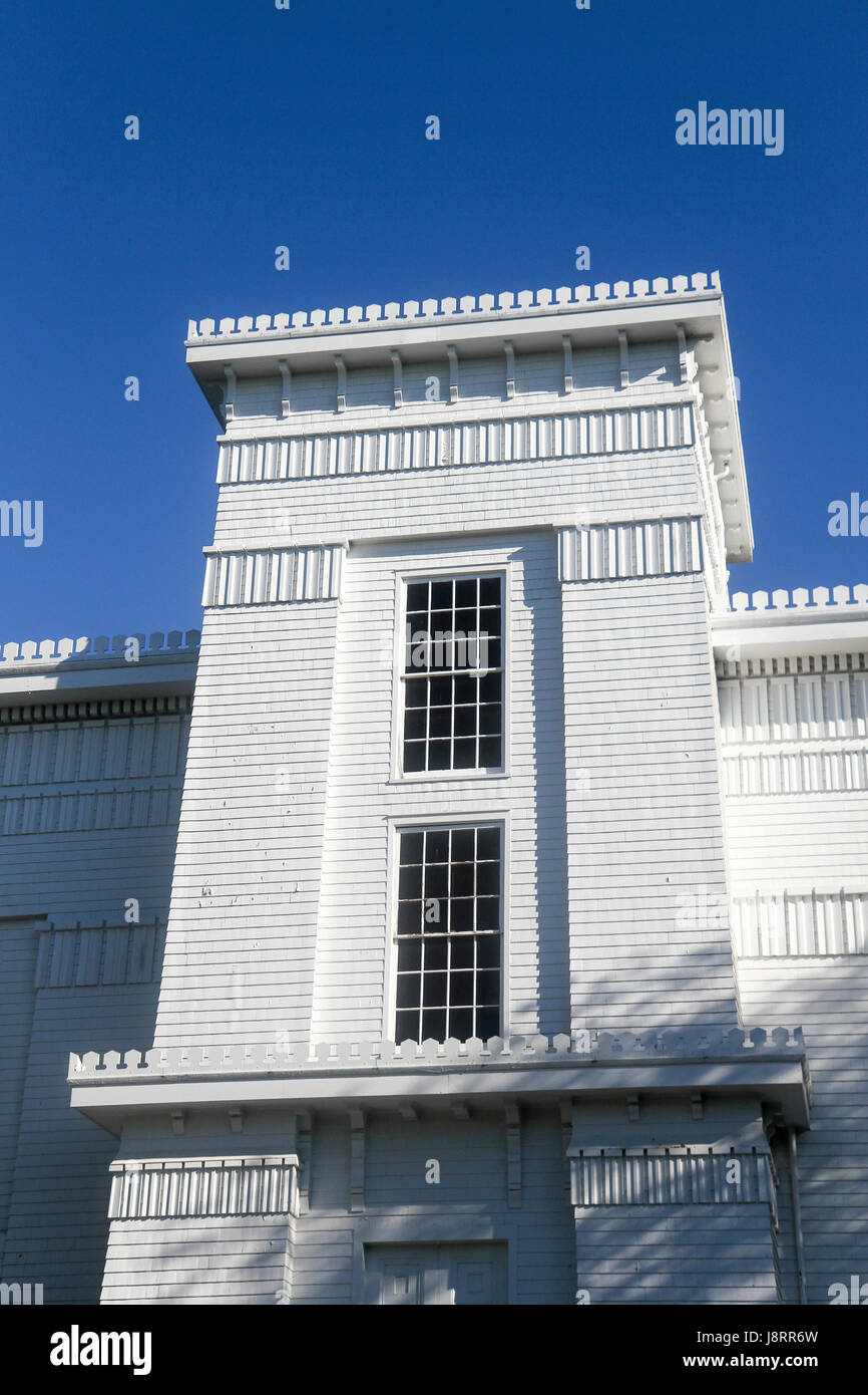 Dettaglio della prima Chiesa Presbiteriana di Sag Harbor, noto anche come il vecchio Whalers' chiesa (1844). Sag Harbor, Long Island, New York, Stati Uniti, Foto Stock