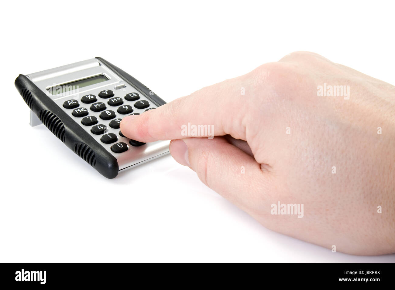 Calcolatrice elettronica, rapporti aziendali, trattare, transazione commerciale, Foto Stock