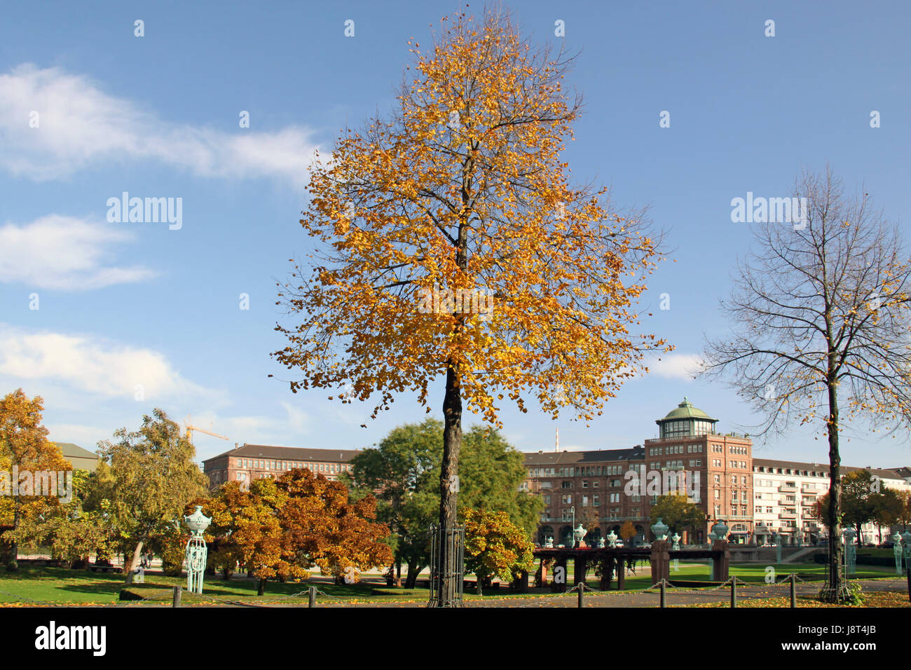 Lo jugendstil, autunno autunno, ambulacri parkway, città, fogliame autunnale Foto Stock