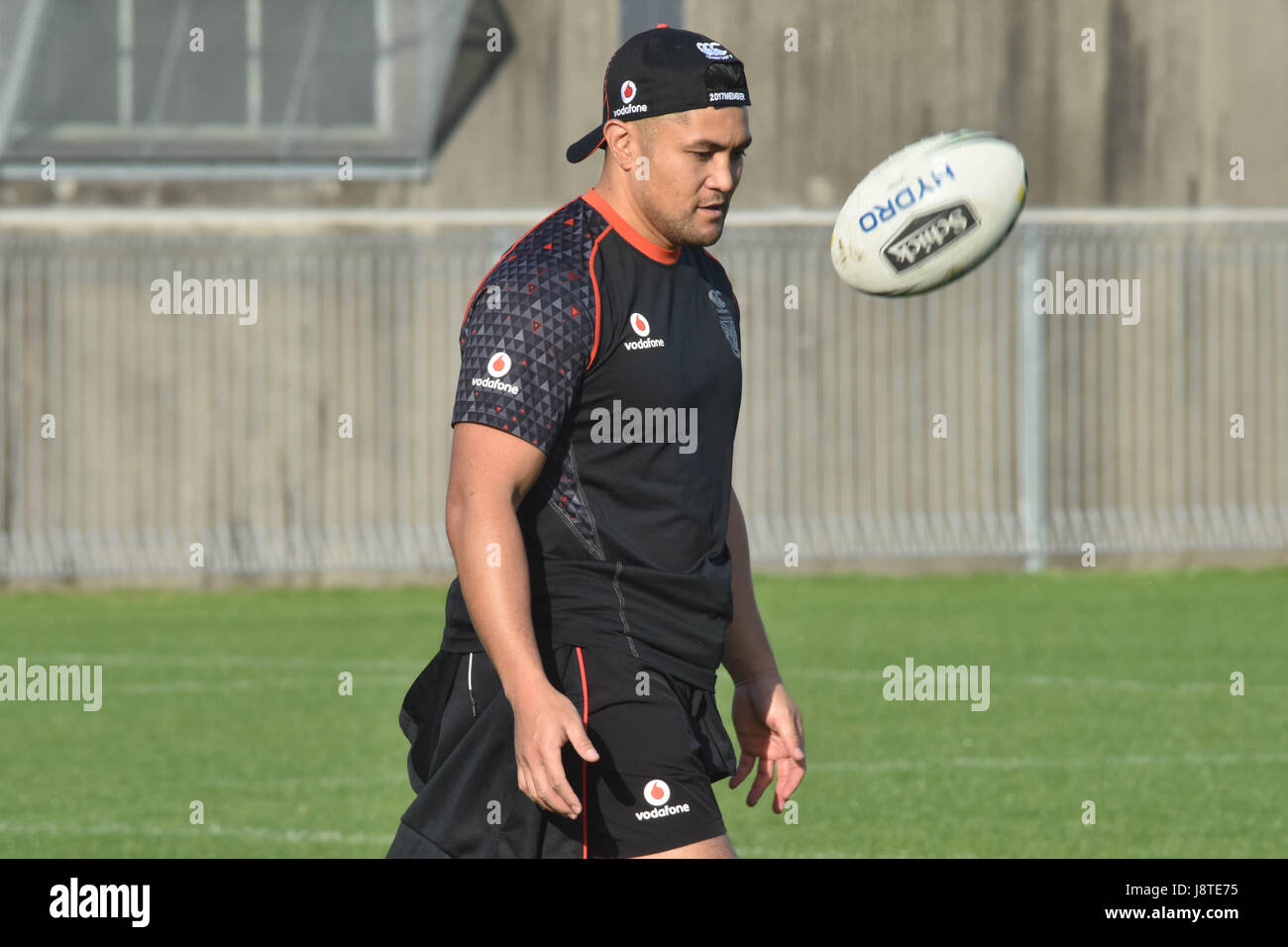 Auckland, Nuova Zelanda. Il 30 maggio 2017. Jazz Tevaga dei guerrieri durante la Nuova Zelanda NRL Warriors sessione di allenamento ad Auckland, in Nuova Zelanda. (Foto: Shirley Kwok/Pacific Stampa) Credito: PACIFIC PRESS/Alamy Live News Foto Stock