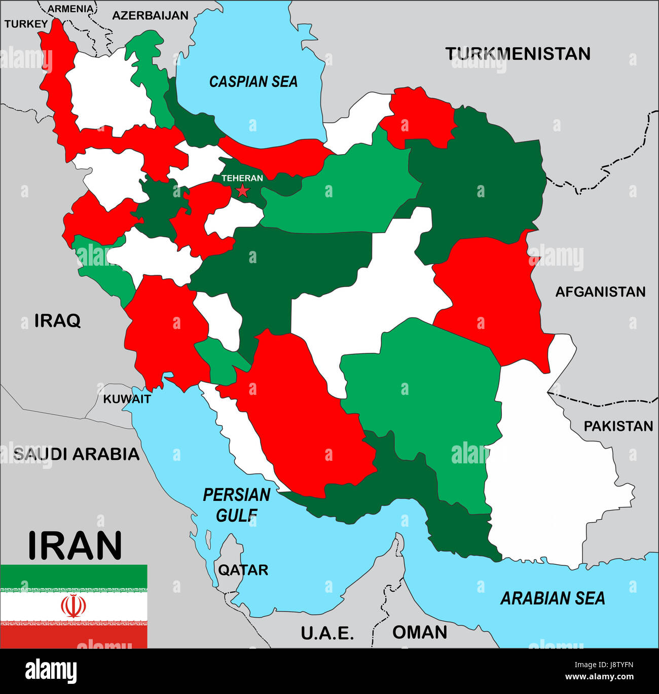 Iran, mappa, Atlas, mappa del mondo politico, nero, swarthy, jetblack, profondo Foto Stock