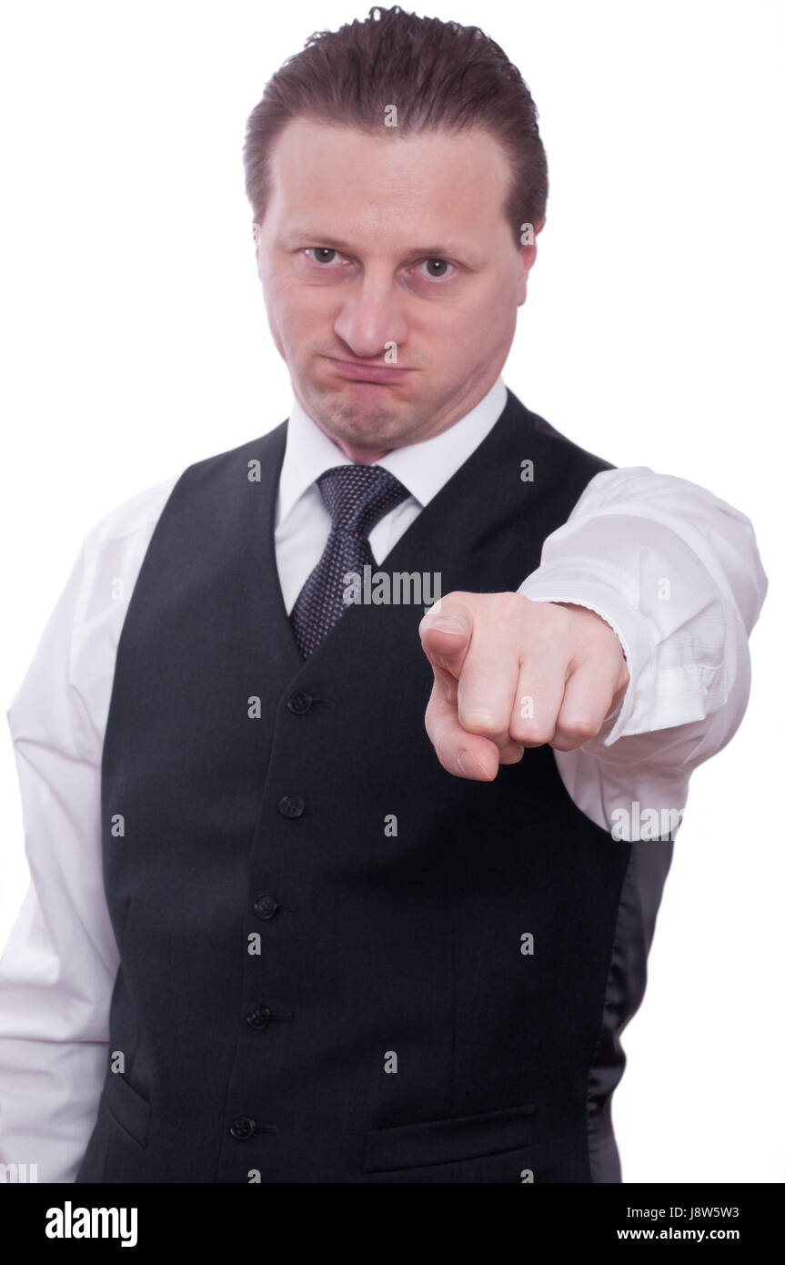 Office, mano, dito, uomo d affari e imprenditore, cravatta, Maglietta uomo, serio, Foto Stock